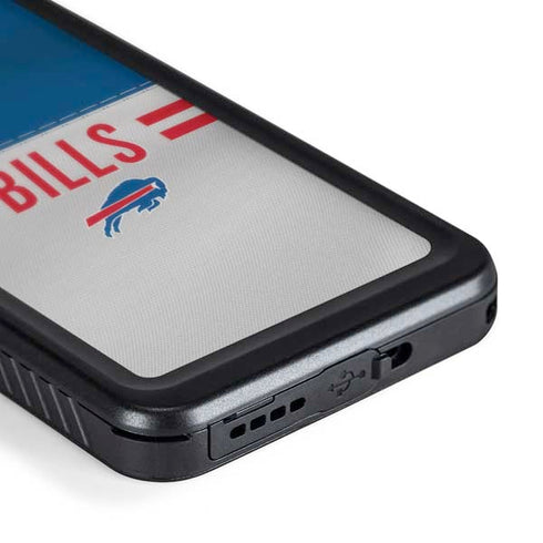NFL Buffalo Bills White Striped Galaxy S24 Plus Waterproof Case